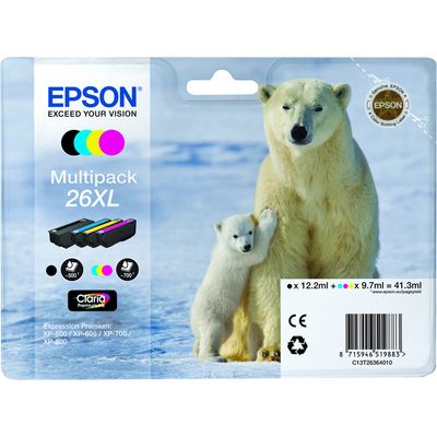 Epson 26XL (T2636) Inktcartridge 4-kleuren Voordeelbundel Hoge capaciteit