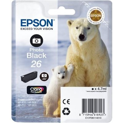 Epson 26 (C13T26114012) Inktcartridge Foto-zwart