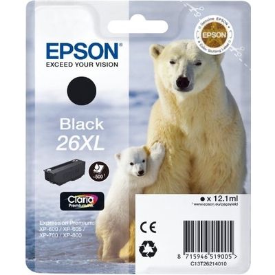 Epson 26XL (T2621) Inktcartridge Zwart Hoge capaciteit