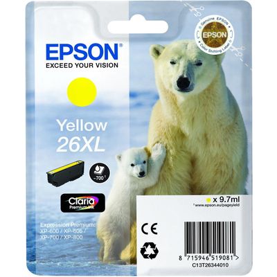 Epson 26XL (T2634) Inktcartridge Geel Hoge capaciteit