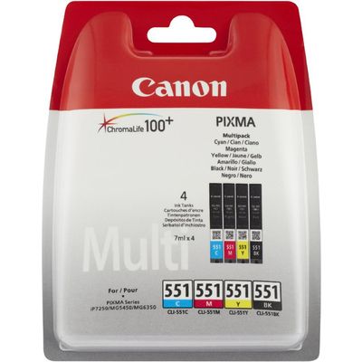 Canon CLI-551 C/M/Y/BK Inktcartridge 4-kleuren Voordeelbundel