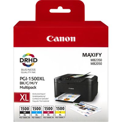 Canon PGI-1500XL BK/C/M/Y Inktcartridge 4-kleuren Voordeelbundel Hoge capaciteit