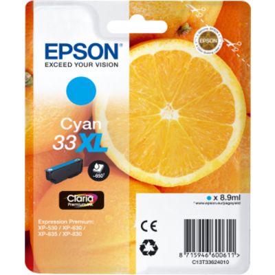 Epson 33XL (T3362) Inktcartridge Cyaan Hoge capaciteit