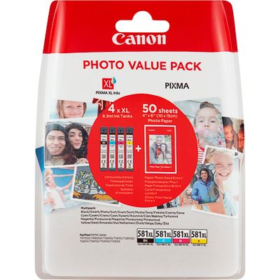 Canon CLI-581XL C/M/Y/BK photo value pack (CLI-581XXL) Inktcartridge 4-kleuren Voordeelbundel Hoge capaciteit