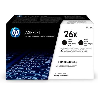 HP 26X (CF226XD) Toner Zwart Voordeelbundel 2-pack Hoge capaciteit
