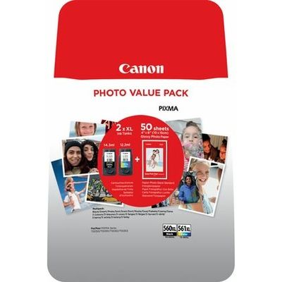 Canon PG-560XL / CL-561XL Photo Value Pack (PG-560 / CL-561) Inktcartridge Zwart + 3 kleuren Voordeelbundel Hoge capaciteit