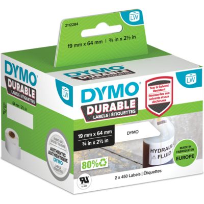 Dymo Durable 2112284 Etiket Zwart op wit (19 mm x 64 mm)