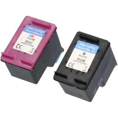 Huismerk HP 301 (N9J72AE) Inktcartridge Zwart + 3 kleuren Voordeelbundel